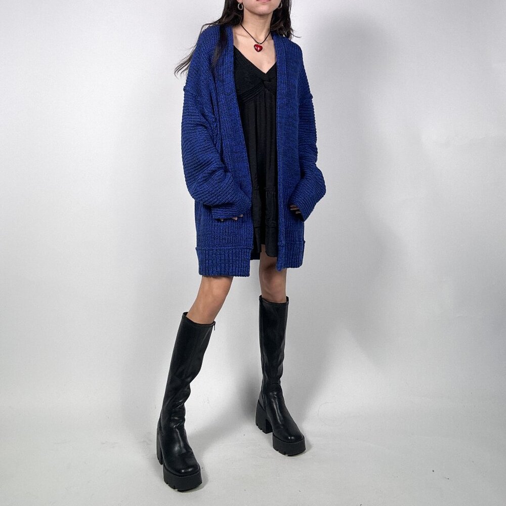 FREE PEOPLE BLUE KNIT CARDIGAN